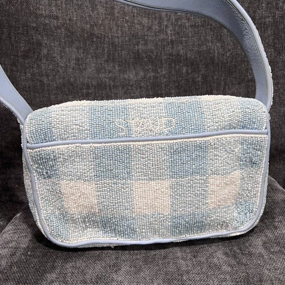 Staud Tommy Beaded Gingham Shoulder Bag - Picture 8 of 16
